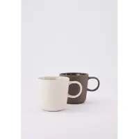 Zusss Set Van 2 Koffiemokken Met Oor Hartje - Keramieken Mokken - Sand & Bruin - 230Ml Keramiek Zand / Bruin