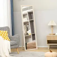 STILVORA Spiegel – 160 x 50 cm – Staande Of Wandgemonteerde Passpiegel – Gehard Glas – Wit – Rechthoekig Met Lijst En Uitklapbare Standaard