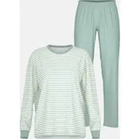 Mey Pyjama lang Serie Willow Stripes Seasalt Green | Maat 44