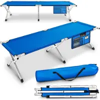 Markenlos Campingbed, 190 x 64 x 44 cm, metalen frame - Draagvermogen tot 150 kg