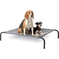 Famanu hondenbed, verhoogd model voor kleine honden - grijs, geschikt voor binnen en buiten, ook voor kamperen - maat S: 87 x 63 cm, hoogte: 20 cm