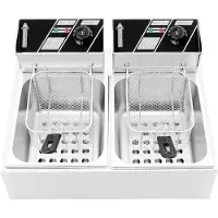 OEM Friteuse, kookplaat met twee zones, instelbare temperatuurregeling, zilverkleurig