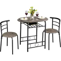 Yaheetech eethoek voor 2 personen, bestaande uit een eettafel met 2 stoelen, in de kleur "Drift Bruin"