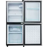 Muvano Retro koelkast - 106L Koelkast-Stille Koelkast – 4-Sterren Vriezer – 7 Standen – LED Licht - Verstelbaar - Kantoor - 102cm- Koelen - Zilver