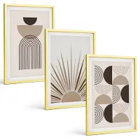 Tulup 4-Delige Schilderij Set - Abstracte vormen in beige en bruine tinten. - 40 x 60 cm - Muurdecoratie - Wanddecoratie - Slaapkamer - Interieur Decoratie