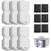 Sonstiges Vervangingsfilters voor kattenfonteinen, 12 stuks: 6 koolstoffilters en 6 schuimfilters, compatibel met roestvrijstalen kattenfonteinen