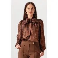Aaiko Dames Blouses Quinty Bow Pes 509 - Brons - Maat L