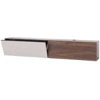 Mendler TV-meubel HWC-Q84, laag TV-kast met wandmontage, inklapbare compartimenten, 3D-structuur, MDF met melamine coating, 30x160x30cm, walnootlook