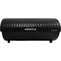Meyerhoff Broodtrommel Antraciet – Met Roldeksel & Diamantpatroon – 39 cm – Gepoedercoat Staal – Voor Vers Brood, Gebak & Broodjes
