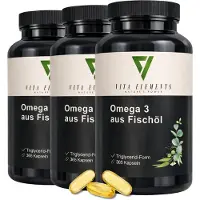 IK-Handelsgruppe Vita Elements Omega 3 Set van 3 365 Capsules EPA DHA Visolie Voedingssupplement