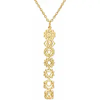 LGT JWLS Goudkleurige Dames Ketting met 7 Chakra Symbolen Hanger