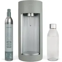 MySoda Glassy Pigeon- design bruiswatertoestel gemaakt van ecologisch biocomposiet & aluminium - incl cilinder en 1 glazen fles