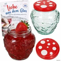 MamboCat 2-delige set jamfles 580ml FRUTTA VASO met fruit-relief + TO82 deksel vliegenzwam
