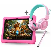 WISEQ Tablet Kinderen + Kinderkoptelefoon 2026 model - 160 GB - 6000mAh - Ouderlijk Toezicht - Kindertablet 10 inch - Kids Tablet Compleet pakket- Android 16 - Roze