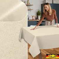 ANRO Tafelkleed Effen linnenlook Crème 300x140cm Rechte rand Afwasbaar Waterafstotend
