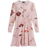 Ted Baker Midi-jurk Met Lange Mouwen Van Mesh In Lichtroze