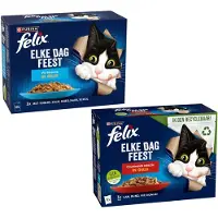 Felix Elke Dag Feest Vis & Vlees Selectie In Gelei - Proefpakket - Katten Natvoer - 1020g (12x85g) + 1020g (12x85g)