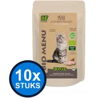 BF Petfood 10x Biofood - Organic kat kip menu pouch 100gr - Kattenvoer Natvoer - 100 g