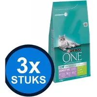 Purina One 3x - Adult Sensitive Kalkoen - Kattenvoer Droogvoer - 1.5 kg