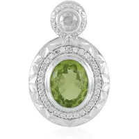 Cavill - Zilveren Hanger met 2,001 ct Ovale Peridoot en 0,775 ct Zirkonia - 925 Sterling Zilver Platina Verguld - Elegant Groen Sieraad