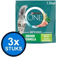 Purina One 3x - Adult Indoor Kalkoen - Kattenvoer Droogvoer - 1,5 kg