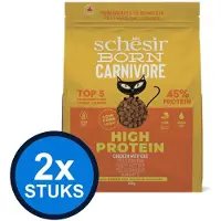 Schesir 2x - Born Carnivore Kip & Ei - Kattenvoer Droogvoer - 1,25kg