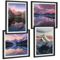Coloray 4-Delige Schilderij Set - Berglandschappen Met Water En Rotsen Op De Achtergrond. - 40 x 40 cm En 40 x 60 cm - Schilderijen Set - Wanddecoratie - Woonkamer - Stijlvolle Muurdecoratie