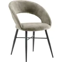 Pronto Wonen Eetkamerstoel Marasino - Beige/Grijs - Velvet - 4 Poten -
