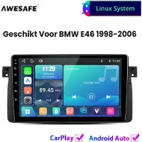 AWESAFE Autoradio - Geschikt Voor BMW E46 1998 t/m 2006 - Draadloos Carplay Android Auto - Linux systeem - Touchscreen - Bluetooth Wifi - 1998 1999 2000 2001 2002 2003 2004 2005 2006