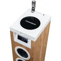 Thomson Speaker Tower - - Bluetooth/CD/USB/SD - White/Wood - 60W - FM Radio