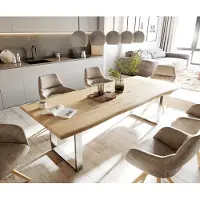 DELIFE Eettafel Edge Eiche natuur 260x100x2,5-3 edelstaal smal Live-Edge