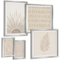 Coloray 5-Delige Schilderij Set - Pastelkleurige Architectuur En Spiraalpatronen - 20 x 30 cm - Moderne Wanddecoratie - Slaapkamer - Woonkamer Decoratie