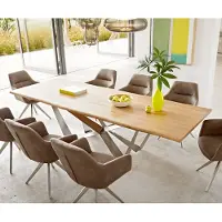 DELIFE Eetkamertafel Edge eiken natuur 260x100x2,5-3 Spider staal roestvrij staal Live-Edge