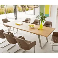 DELIFE Eetkamertafel Edge eiken natuur 260x100x2,5-3 roestvrij staal schuin Live-Edge
