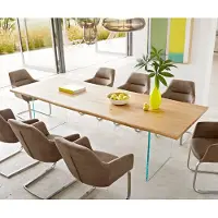 DELIFE Eetkamertafel Edge eiken natuur 260x100x2,5-3 glas Live-Edge