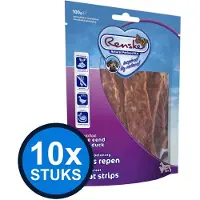 Renske 10x - Gezonde beloning vleesrepen hond eend 100gr - Hondenvoer Snacks - 100 g