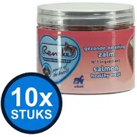 Renske 10x - Gezonde beloning mini hartjes hond zalm 100gr - Hondenvoer Snacks - 100 g
