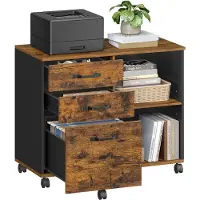 Songmics Industriële archiefkast op wielen, Vintagebruin + zwart
