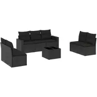 vidaXL 8-delige Loungeset met kussens poly rattan zwart