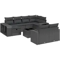 vidaXL 11-delige Loungeset met kussens poly rattan zwart