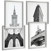 Wallfluent 4-Delige Schilderij Set - Architectonische Gebouwen In Zwart-Wit Minimalisme - 40 x 40 cm En 40 x 60 cm - Stijlvolle Wanddecoratie - Interieur - Stijlvolle Muurdecoratie