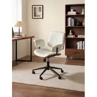 Muvano Ergonomische Bureaustoel - PU Leren Directiestoel - Bureaustoel Met Wielen - 73x59x87 cm - In Hoogte Verstelbaar - Thuiskantoor Beige
