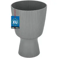 KOTARBAU Bloempot - Plantenpot met Sokkel ⌀ 18 cm - PVC - Geribbelde Orchideeënpot - H: 27 cm - Grijs - Kelkvorm