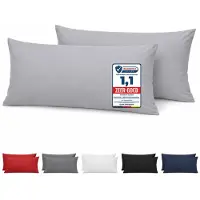 Komfortec Set van 2 Premium Kussenslopen 40x80 cm - Superzachte Kussenhoes – 100% - Geborsteld Polyester - 90g/m²- Grijs