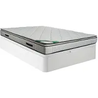 Vente-unique Set 140 x 190 cm bedbodem met opbergruimte, wit + matras van schuim en tijk van bamboe van 23 cm dik - ADANA van NATUREA