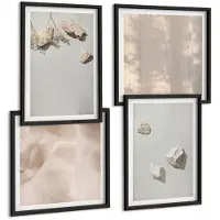 Coloray 4-Delige Schilderij Set - Boho Strandstenen Minimalistische Decoraties - 40 x 40 cm En 40 x 60 cm - Muurdecoratie - Interieur Decoratie - Woonkamer Decoratie