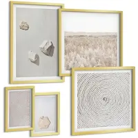 Coloray 5-Delige Schilderij Set - Lichte Texturen Op Zand, Delicate Boho-Stijl - 50 x 50 cm, 20 x 30 cm En 40 x 60 cm - Muurdecoratie - Decoratieve Schilderijen - Wohnzimmer - Moderne Wanddecoratie
