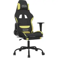 vidaXL Gamingstoel met voetsteun, zwart en lichtgroen, met stoffen bekleding