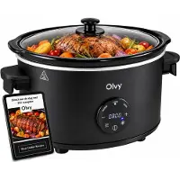 Olvy digitale slowcooker met timer – 6 liter slowcooker – pan van keramiek – inclusief kookboek