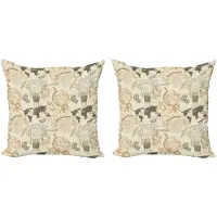 Abakuhaus Wereldkaart Kussenhoes – 2x40x40 cm – Beige Olijfgroen